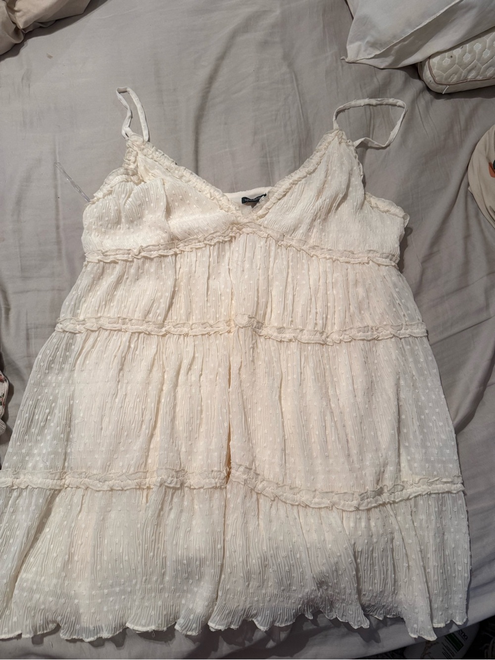 NWT Cream Tiered V-Neck Dress